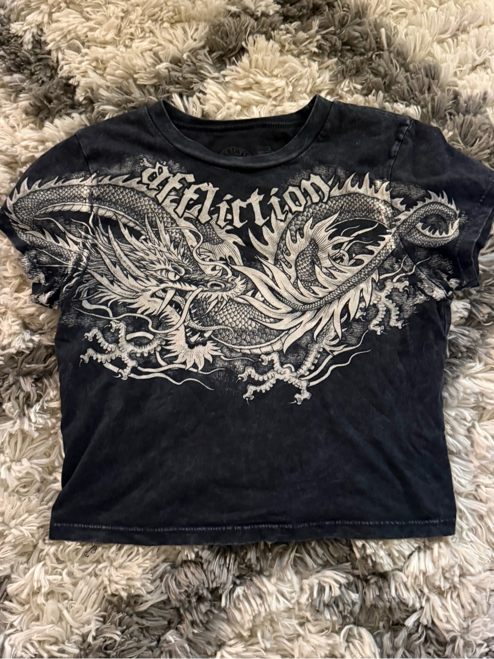 Affliction Black Tee with White Dragon Graphic